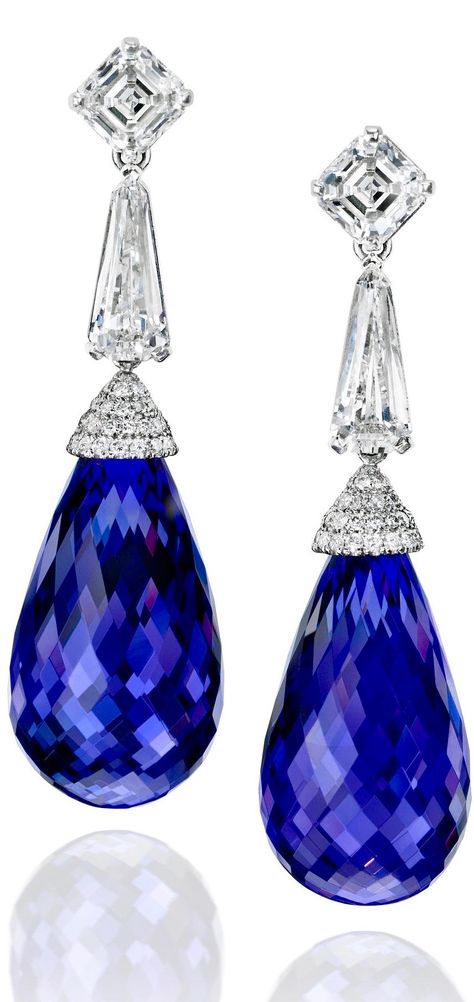 Tanzanite Drop Earrings, Earrings Diamonds, Blue Bride, Tanzanite Jewelry, High Jewellery, Wedding Bridal Jewellery, Art Deco Earrings, Diamond Drop Earrings, Blue Jewelry