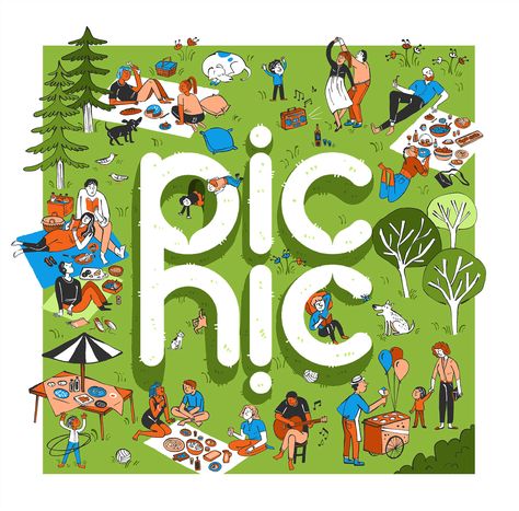 Picnic Graphic Illustration, Deodorant Photoshoot, Picnic Graphic Design, Picnic Poster Design, Picnic Branding, Community Picnic, Picnic Poster, Picnic Illustration, Art Picnic