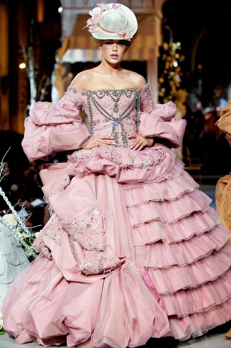 Gilded Glamour Dress, Roccoco Dresses, Ethereal Fashion, Gilded Glamour, Prom Dress Couture, Pink Baroque, Rococo Dress, Hoop Dress, Haute Couture Looks