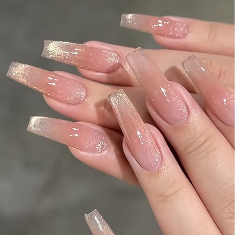 Faster shipping. Better service Ombre Acrylic, Ombre Acrylic Nails, Manicure Diy, Coffin Press On Nails, Manicure Nails, Coffin Nails Long, Glass Nails, Cat Eye Nails, Nails Pink