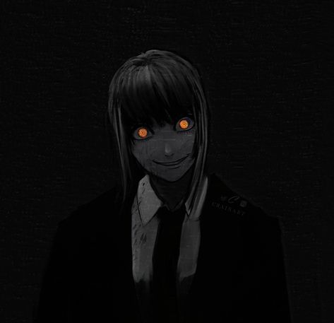 Makima Scary Fan Art, Scary Manga Pfp, Makima Fanart Dark, Anime Horror Art, Makima Fanart Terror, Makima Scary Fanart, Makima Creepy, Makima Horror, Makima Scary