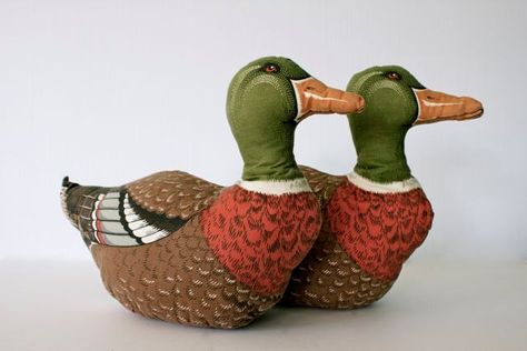 Duck Decoy Pillows/ Vintage Stuffed Duck Pillows. $15.00, via Etsy. Duck Decor, Lodge Cabin, Duck Decoys, Mallard Duck, Lodge Decor, Mallard, Fabric Birds, Cabin Decor, Handmade Home Decor