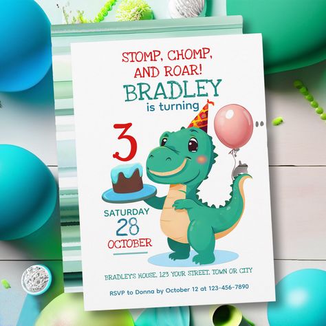 TRex Dinosaur Birthday Party Invitation Cards and Matching Accessories TRex Dinosaur Birthday – Dinosaur themed Birthday Party Template Invitations. Available... The post TRex Dinosaur Birthday Party Invitation Cards appeared first on Irony Designs Fun Shop Novelty, Cute and Funny Gift Products. Dinosaur 2nd Birthday Party, Dinosaur 3rd Birthday Party, Trex Birthday, Dinosaur 3rd Birthday, Dinosaur Birthday Party Invitations, Trex Dinosaur, Birthday Dinosaur, Dinosaur Themed Birthday Party, 3rd Birthday Party