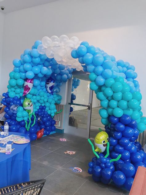 Wave Balloon Arch, Shark Balloon Arch, Ocean Balloons, Sea Balloon Garland, Under The Sea Balloon Arch, Balloon Wave, Balloon Boutique, Shark Balloon, Ocean Commotion