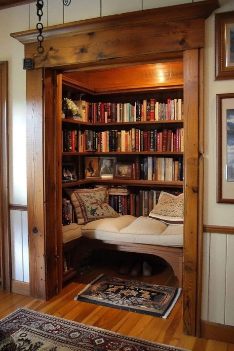 Secret Reading Nook, Library Rooms, All About Books, Reading Nook Ideas, Attic Makeover, Cozy Places, Cozy Nooks, Public Libraries, Nook Ideas