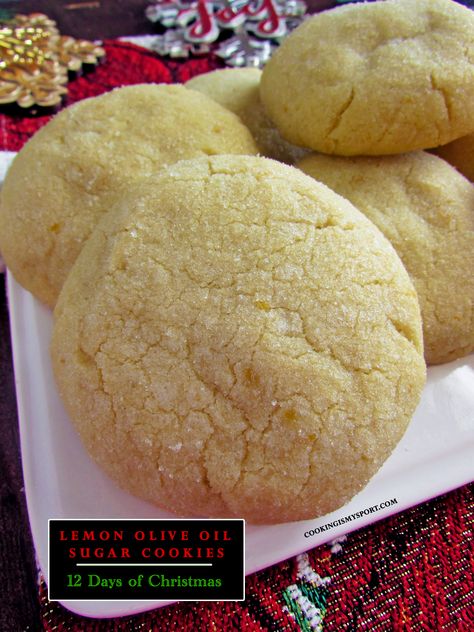 Lemon Olive Oil Sugar Cookies – Cooking Is My Sport Greek Olive Oil Cookies, Lemon Olive Oil Cookies, Cookies With Vegetable Oil, Lemon Olive Oil Cupcakes, Olive Oil Sugar Cookies, Olive Oil Cookie Recipe, Cranberry Apple Sauce, Olive Oil Cookies, Almond Pie