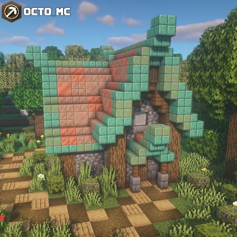 By octo mc Copper House Minecraft, Minecraft Copper House, Minecraft Copper, Copper House, Block House, Minecraft, Copper, Quick Saves