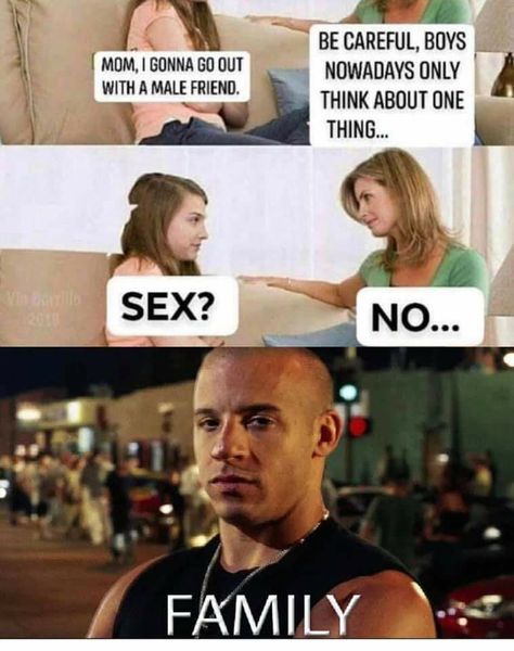 Dom Toretto Family, Family Meme, Birthday Quotes Funny, Disney Jokes, Monkeys Funny, Funny Images Laughter, Funny Jokes For Adults, Really Funny Joke, Funny Videos Clean