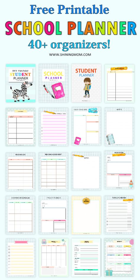 Free School Planner, Study Planner Free, Free School Printables, Study Planner Printable Free, School Planner Template, Project Planner Template, Assignment Planner, Homework Planner, Study Planner Printable