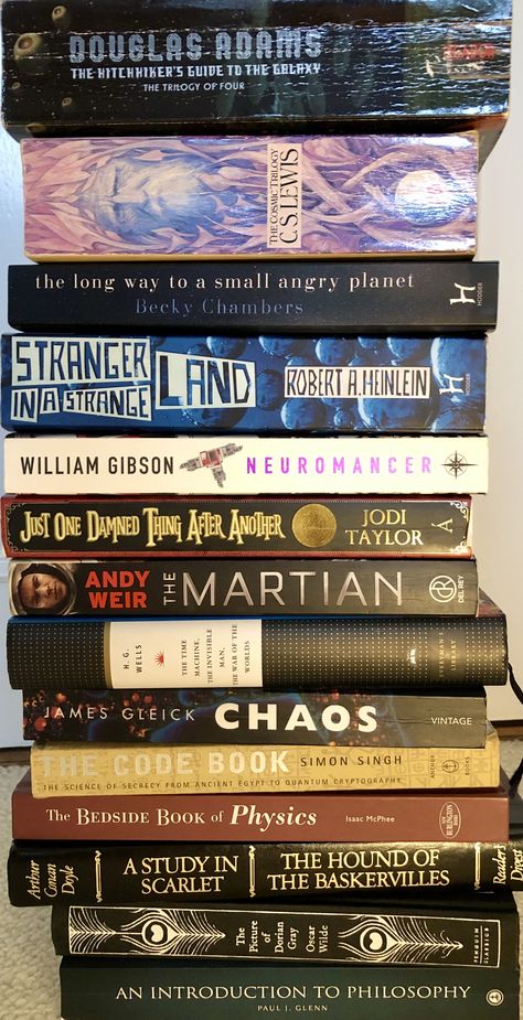 Long Books To Read, A Long Way To A Small Angry Planet, The Long Way To A Small Angry Planet, Physics Books Aesthetic, The Hitchhiker's Guide To The Galaxy, Stranger In A Strange Land, Academia Books, The Hound Of The Baskervilles, Hound Of The Baskervilles