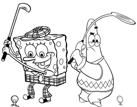 Free Printable Golf Coloring Pages Patrick Coloring Pages, Coloring Pages Spongebob, Golf Coloring Pages, Patrick And Spongebob, Spongebob Drawing, Spongebob Coloring Pages, Drawing Coloring Pages, Patrick Spongebob, Spongebob Coloring