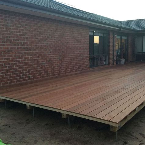 D.I.Y. deck built from scratch | Bunnings Workshop community Sunken Fire Pit, Merbau Decking, Sunken Fire Pits, Decking Boards, Types Of Timber, Progress Photos, Timber Deck, New Deck, Deck Boards