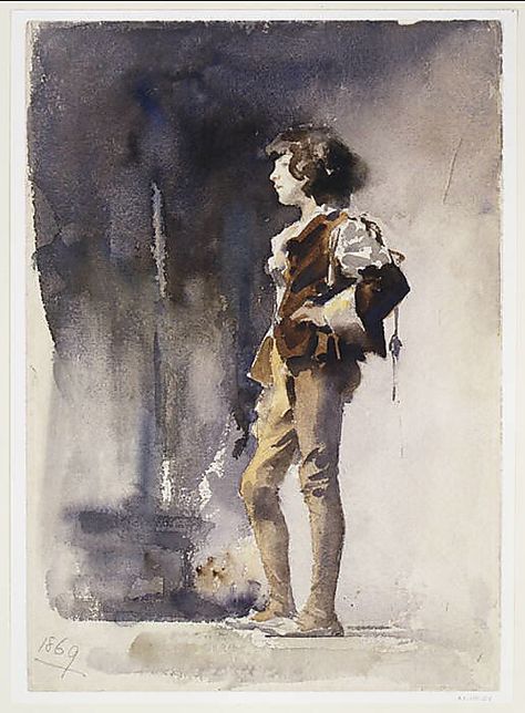 Boy in Costume, early 1880's. John Singer Sargent Watercolors, John Sargent, Sargent Art, John Singer Sargent, Watercolor Portraits, Whistler, Metropolitan Museum Of Art, Metropolitan Museum, Figurative Art