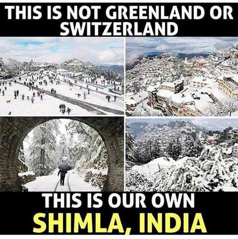 THIS IS NOT #GREENLAND OR #SWITZERLAND.... THIS IS OUR OWN SHIMLA, #INDIA #LOVEINDIA #AMAZINGPLACES #LOVETRAVEL Amazing Places In India, Travel Dairies, Indian Facts, Travel India Beautiful Places, World History Facts, Twin Quotes, Miracle Stories, Funny Illusions, Indian History Facts