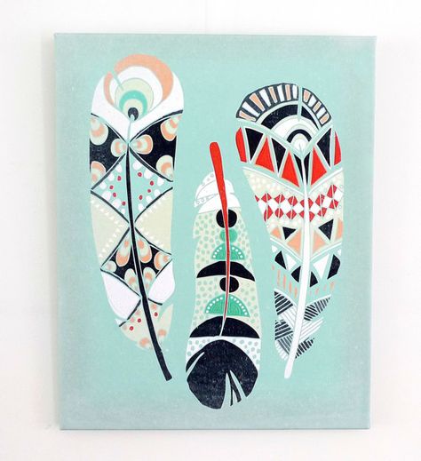 Native American Art Print Three Feathers Framed by lauraamiss Feather Illustration, Native American Decor, Oopsy Daisy, Bohemian Wall Art, Feather Painting, Art Theme, Feather Art, Nursery Wall Decor, Native American Art