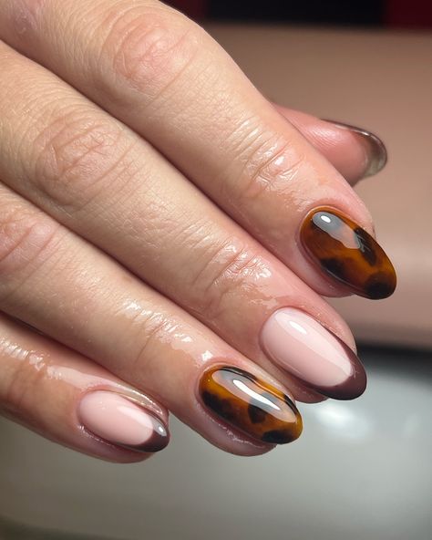 Tortie nails all autumn pls 🫶🏼🍂🤎 @the_gelbottle_inc Dolly BIAB, Jet Black, Chocolate @homeofnailart Tortie Detail Paint @lucypastorellitools_ prep 📆Open Tuesday- Thursday 9am-6pm Friday-Saturday 9am-4pm 📥 DM to book 📍The Studio, Wolverhampton, WV6 9HJ Torti Nails Design, Blue Tortoise Shell Nails, Autumn Nails Biab, Tortious Nail Design, Carey Nails, Tortishell Nails Design, Tortie Nails, Finger Designs, Biab Nails