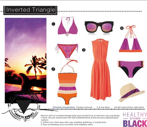 Inverted Triangle Body Type, Beach Wear Fashion, Inverted Triangle Body Shape Fashion, Triangle Body Shape Fashion, Silhouette Mode, Inverted Triangle Body Shape, Triangle Body Shape, Travel Capsule, Inverted Triangle