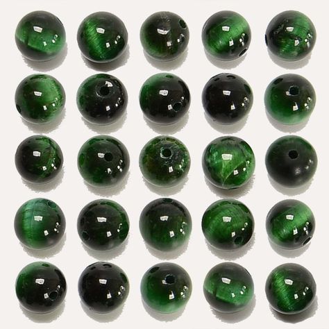 PRICES MAY VARY. MATERIAL & SIZE - 100% genuine real Green Tiger's Eye beads. Stone diameter, 6mm; hole diameter, 0.8mm(0.03"). Total 100pcs. Come with elastic string and beading needle GOOD QUALITY - NCB natural stone beads are 5A grade high quality gemstone beads featured with highly matte, frosted surface. Each natural stone beads has its unique texture WIDE USAGE - Loose stone beads are great value for art crafts, jewelry making and design, necklaces, bracelets, earrings, ring, keychains, ho Green Natural Stone Beads, Black Round Gemstone Beads, Crafts Jewelry Making, Green Tiger Eye, Real Green, Artisan Green Faceted Beads, Green Malachite Round Beads, Green Faceted Glass Beads, Home Wedding Decorations