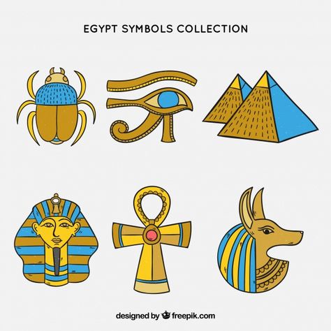 Egypt symbols and gods in hand drawn style Free Vector Egypt Symbols, Egyptian Themed Party, Ancient Egypt Hieroglyphics, Egyptian Flag, Egyptian Ornamented, Egyptian Crafts, Ancient Egypt Projects, Egypt Crafts, Egypt Hieroglyphics