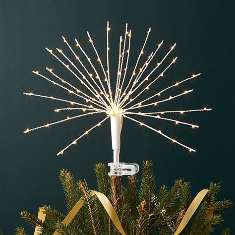 Starburst LED Tree Topper | Crate and Barrel Led Tree Topper, Christmas Tree Toppers Unique, Unique Tree Toppers, Diy Tree Topper, Light Up Tree, Christmas Tree With Presents, Toppers Diy, Tissue Flowers, Tree Collar