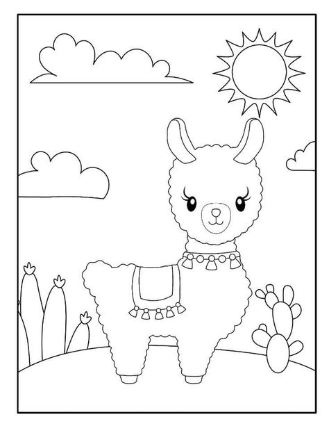 Alpaca Craft Preschool, Llama Coloring Page Free Printable, Llama Coloring Page, Llama Drawing, Llama Pictures, Zoo Animal Crafts, Llama Arts, Happy Birthday Coloring Pages, Fun Fun Fun