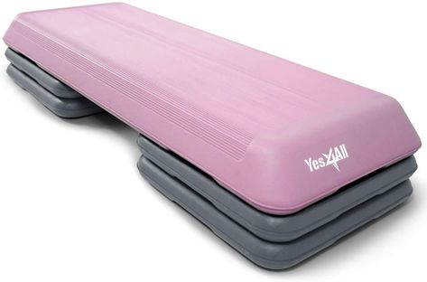 Yes4All Adjustable Aerobic Step Platform with 4 Risers – Health Club Size (Pink/Grey), Step Platforms - Amazon Canada Stepper Exercises, Workout Tools, Aerobic Steps, Aerobic Step, Step Aerobics, Amazon Canada, Bulgarian Split Squats, Split Squat, Fitness Tools