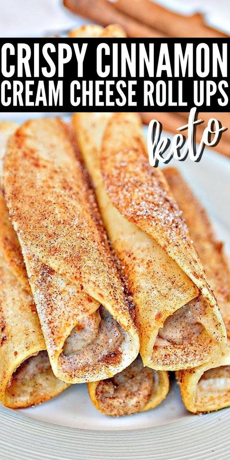 Cinnamon Cream Cheese Roll Ups #ketocrisptcinnamoncreamcheeserollups Cinnamon Cream Cheese Roll Ups, Cream Cheese Roll Ups, Cheese Roll Ups, Keto Quiche, Cream Cheese Roll Up, Desayuno Keto, Comidas Keto, Keto Cinnamon, Cheese Roll