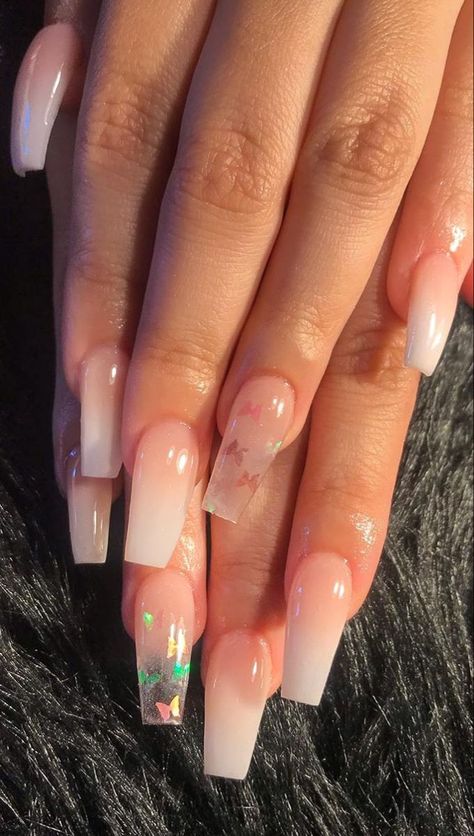 Acrylic French, Graduation Nails, Ombre Acrylic Nails, Her Nails, Simple Acrylic Nails, Classy Acrylic Nails, Pretty Nail Art Designs, Short Square Acrylic Nails, Long Acrylic Nails Coffin