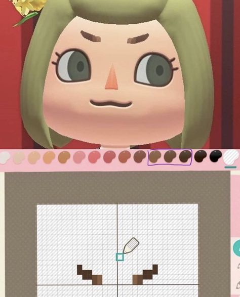 Lyssa Herilust on Facebook Acnh Eyebrow Designs, Animal Crossing Eyebrows, Eyebrows Design, Animal Crossing New Horizon, Eyebrow Design, Animals Crossing, Face Template, Acnh Codes, Qr Codes