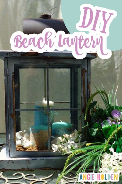 Learn how to make a beach lantern with frames from the dollar store! This inexpensive project is perfect for your home decor whether it is nautical or not! #beach #lantern #dollarstore Porch Lanterns Decor, Beach Lanterns, Beach Porch, Porch Lantern, Diy Lantern, Diy Beach, Lantern Ideas, Large Lanterns, Country Chic Cottage