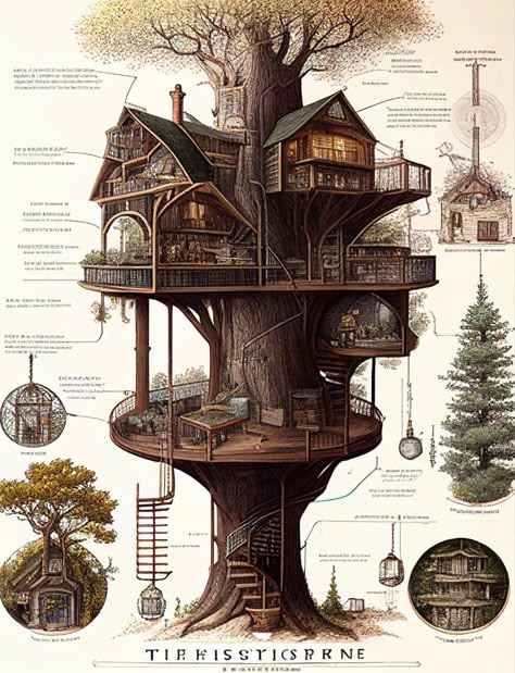 Fantasy House Concept, Fantasy Village, Tree House Designs, Fantasy Homes, Fantasy House, Fantasy City, Bloxburg House Ideas, Fantasy Places, Steampunk Art