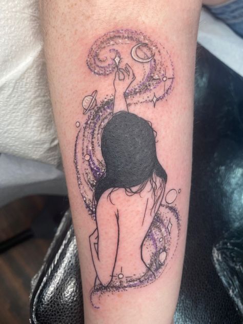 ( my tattoo) #universe #manifestation #manifesting #art #tattoo #tattooideas #tattoosforwomen #inspiration Universe Inside You Tattoo, Universe In Hands Tattoo, I Am Magic Tattoo, Out Of Body Experience Tattoo, Woman Universe Tattoo, Universe Spiritual Tattoo, Dreamgirl Tattoo, Soul Tattoos For Women, Divine Feminine Spirituality Tattoo