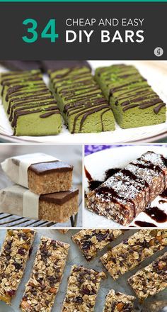 34 Cheap and Easy DIY Bars — Save money on your healthy snacks with these homemade bars. #bars #healthy #recipes #greatist Easy Snack Bars Healthy, Easy Healthy Gronala Bar Recipes, Raw Energy Bar, Healthy Snack Bars Recipes Clean Eating, Diy Snack Bars Healthy, Diy Energy Bars, Snack Bars Ideas, Diy Perfect Bars, Home Made Snack Bars