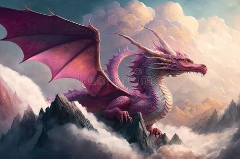 Pink Dragon Drawing, Pink Dragon Aesthetic, Pink And Black Dragon, Pink Dragon Art, Sakura Dragon, Magenta Dragon, Dragons Purple, Pink Mythical Creature, Entertainment Ideas