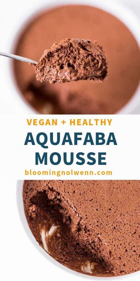 Vegan Chocolate Mousse with Aquafaba is fluffy, healthy, easy to make and so delicious! It's a great dessert that everyone will love! #aquafaba #chocolatemousse #vegandessertrecipes Aquafaba Mousse, Baklava Recept, Deserturi Raw Vegan, Aquafaba Recipes, Vegan Chocolate Mousse, Plant Based Desserts, Desserts Vegan, Makanan Diet, Vegan Healthy