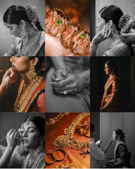 Ombre by HJ | Witness the grandeur of @anuragmalempati and @thulasiramraksha wedding and experience the purity of love. Congratulations! Bride & Groom... | Instagram Bride And Groom Getting Ready Together, Sangeet Bride, Brahmin Wedding, Reception Couple, Aesthetic Bride, Bride Groom Photoshoot, Creative Couples Photography, Bridesmaid Poses, Bride Photos Poses