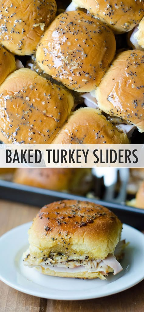 Turkey Sandwiches For A Crowd, Turkey Cheese Sliders, Oven Sliders, Sliders Turkey, Turkey And Cheese Sliders, Easy Baked Turkey, Vacation Dinners, Sliders Recipes Turkey, Mini Recipes