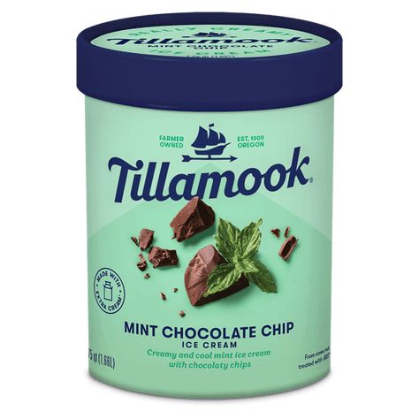 Mint And Chocolate Ice Cream, Summer Picnic Desserts, Tillamook Ice Cream, Ice Chips, Mint Chip Ice Cream, Ice Cream Tubs, Mint Chocolate Chip Ice Cream, Mint Ice Cream, Ice Cream Brands