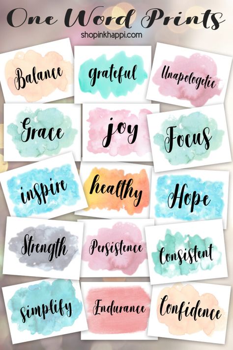 Over 70 prints. Let's get motivated! One Word Inspiration, Word Prints, Brush Lettering Quotes, Doodle Quotes, Word Quotes, Making A Vision Board, One Word Quotes, Hand Lettering Art, Karten Design