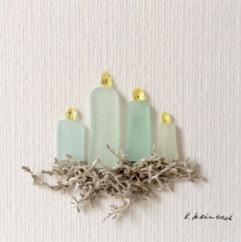 Pin image Sea Glass Candles, Sea Glass Diy, Sea Glass Artwork, Sea Glass Art Diy, Sea Glass Art Projects, Beach Glass Crafts, Glass Candles, Glass Art Projects, Beach Glass Art