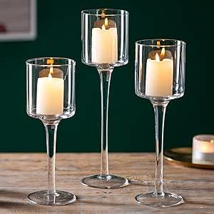 Sziqiqi Clear Glass Tea Light Candle Holders Set of 3, Tall Candle Holder for Floating Candles and Pillar Candles, Elegant Table Centrepieces for Mantelpiece Dining Rooms Wedding Party Christmas : Amazon.co.uk: Home & Kitchen Floating Tea Light Candles, Tall Glass Candle Holders, Elegant Table Centerpieces, Floating Candle Holders, Tafel Decor, Electronic Candles, Tall Candle Holders, Modern Candles, Glass Candlestick Holders