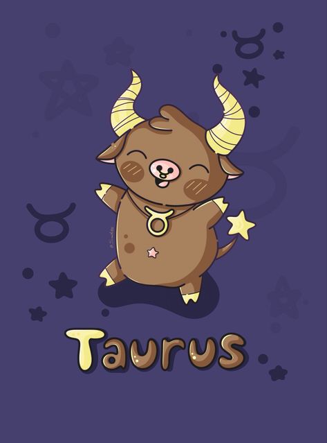 Kawaii, Illustration, Taurus, horoscope,zodiac,season, cute, stars, samiart23, ♉️ Taurus Wallpaper, Taurus Aesthetic, Bulls Wallpaper, Taurus Art, Taurus Bull, Bull Tattoos, Pretty Letters, Zodiac Taurus, Kawaii Illustration