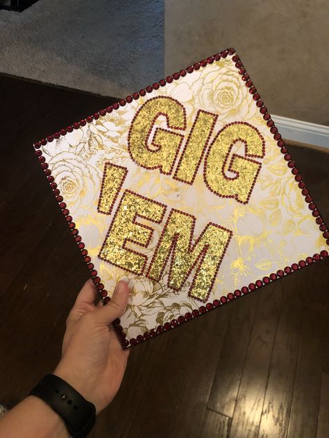 Texas A&m Graduation Cap, Graduate Nursing School, Aggie Ring Day, Aggie Ring, High School Graduation Cap, Grad Cap Designs, Ring Day, Grad Cap Ideas, Graduation Cap Ideas