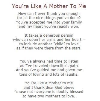 You're Like A Mother To Me Letters For Mother In Law, Second Mom Quotes From Daughter, Like A Mother To Me Quotes, Second Mother Quotes, Mother N Law Quotes, Mother In Law Letter, Second Mom Quotes, Letter To Mother In Law, Mother In Law Quotes Sweet Sayings