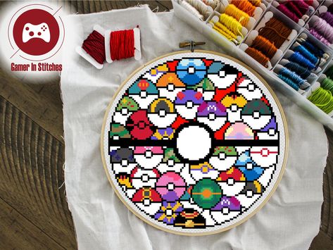 Embroidery Pokemon Patterns, Mini Pokemon Cross Stitch Patterns, Cross Stitch Pokeball, Squirtle Cross Stitch Pattern, Chikorita Cross Stitch, Master Ball, Pokemon Ball, Magic 8 Ball, Disney Cross Stitch Patterns