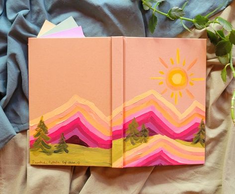 PaintedPetalsByChloe - Etsy UK Painted Journals Covers, Diy Painted Journal Cover, Art Journal Cover Ideas Diy, Cute Journal Cover Ideas, Notebook Cover Ideas Paint, Journal Painting Cover, Painted Journal Covers Ideas, Hand Painted Journal Cover, Prayer Journal Cover Ideas