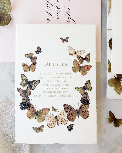 Beautiful butterfly wedding invitation suite Butterfly Wedding Theme, Butterfly Wedding Invitations, Butterfly Invitations, Fall Wedding Color Palette, Barn Wedding Decorations, Wedding Kiss, Butterfly Wedding, Butterfly Party, Paper Butterfly