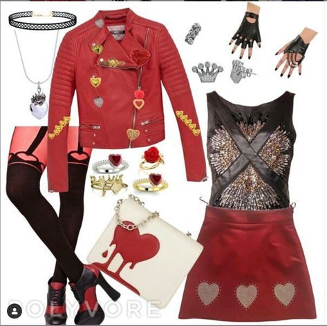 Rose Inspired Outfits, Lizzy Hearts, Descendants Fashion, Descendants Outfits, Auradon Prep, Avengers Outfits, Lizzie Hearts, Creepypasta Oc, Nana Osaki