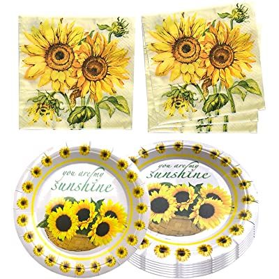 Sunflower Plate & Napkin Bundle for 20 Guests with Bonus Party Planning Checklist, Light Yellow/Fresh Lime : Home & Kitchen Sunflower Theme Birthday Party, Sunflower Theme Birthday, Sunflower Birthday Party, Sunflower Birthday Parties, Sunflower Birthday, Party Planning Checklist, Sunflower Theme, Sunflower Party, Birthday Party Desserts