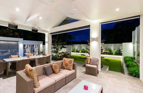 8 Things to Consider for a Great Alfresco Area - iBuildNew Blog : iBuildNew Blog Alfresco Extension, Backyard Entertaining Area, Alfresco Designs, Patio Ceiling, Outdoor Entertainment Area, Outdoor Catering, Outdoor Lighting Design, Pool Room, Thai House